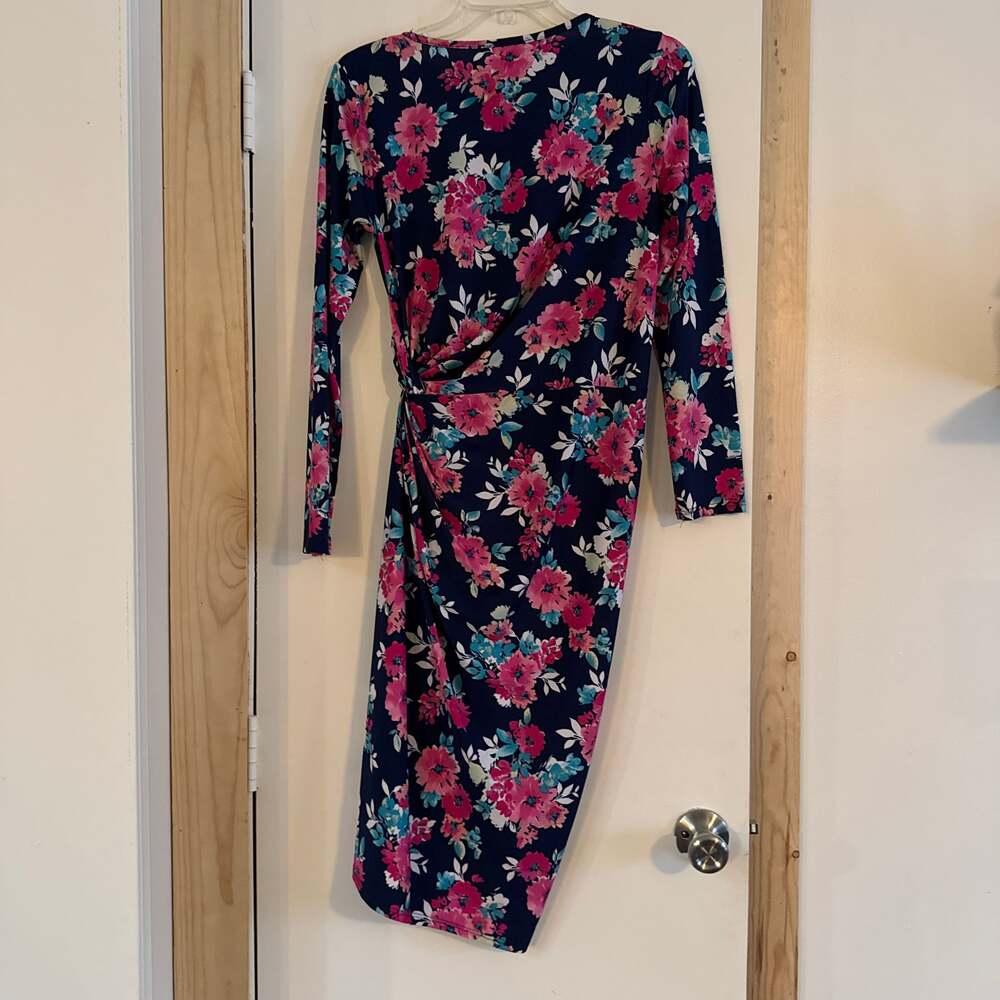 Flamingo Urban Navy Blue Floral Long Sleeve Maxi Dress